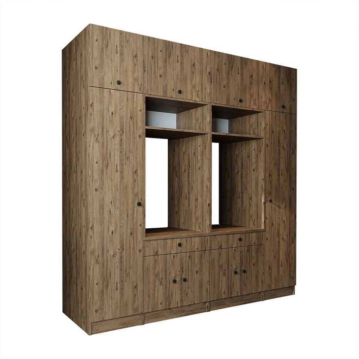 Roomart Waschmaschinenumbauschrank & Schrankwand für Waschküche - SERIE 1 - | 224 cm breit | Waschmaschine & Trockner | Mit Ausziehbrett | Hauswirtschaftsraum Möbel • Eiche – Bild 6