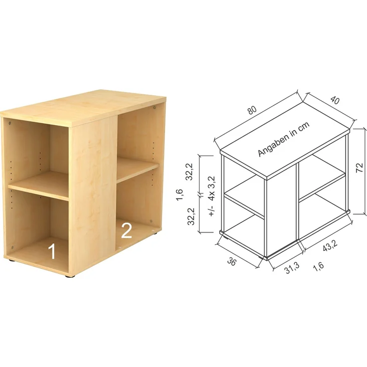 bümö Schreibtisch Schrank in Ahorn, Container Schrank Büro für Ordner & Co. - Anstell-Container Schreibtisch, Schreibtisch Kommode, Büro Schrank Möbel, Bürocontainer, Schreibtischcontainer, 1630-3 – Bild 4
