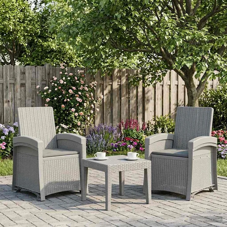 vidaXL Liegesessel Garten Rattan-Optik 2 Stk. Weiß und Hellgrau PP 8012027 – Bild 1