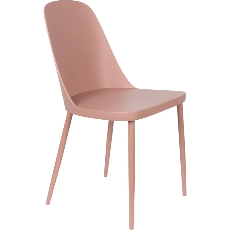 Esszimmerstuhl Pip im 2er-Set, Pink mit Kunststoffsitz & Metallbeinen Rosa 46x53,5x85 cm