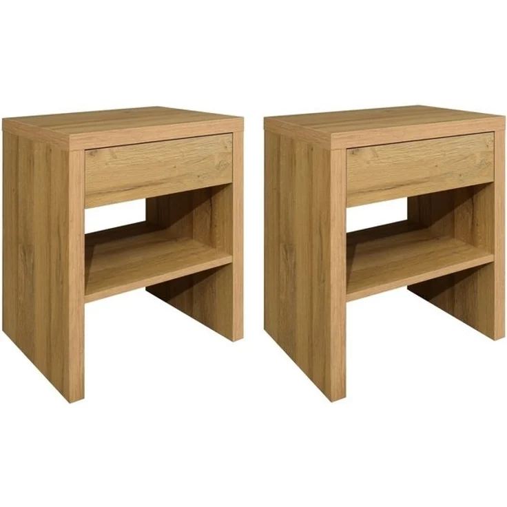 Nachtkommode >Five< (2er-Set) in Eiche sanremo hell - 44x52x36 (BxHxT) – Bild 4