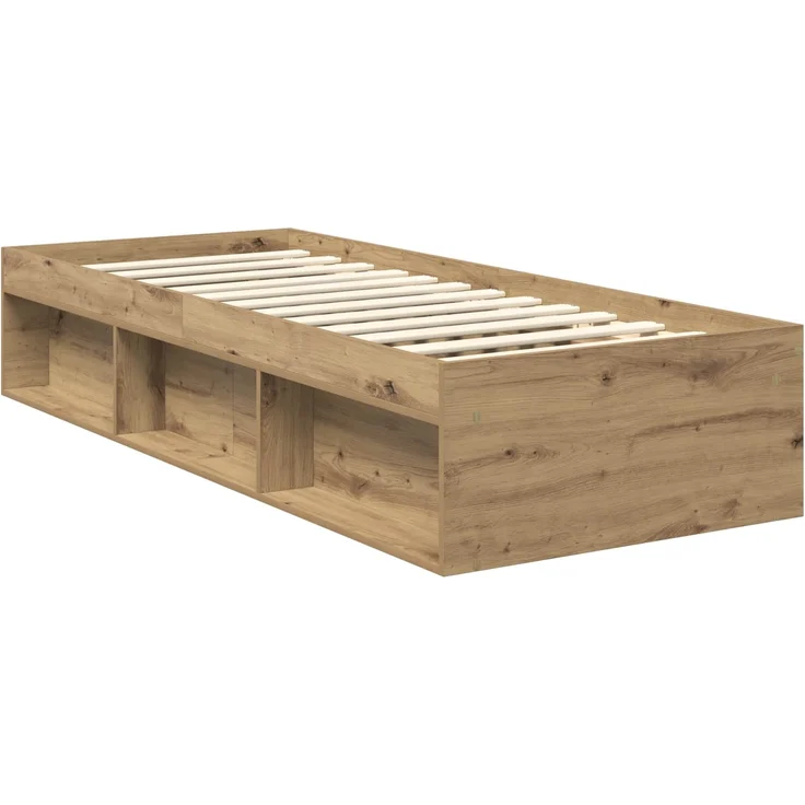 vidaXL Bettrahmen Kunsthandwerk Eiche 75 x 190 cm Massives Kiefernholz 3411807 – Bild 4