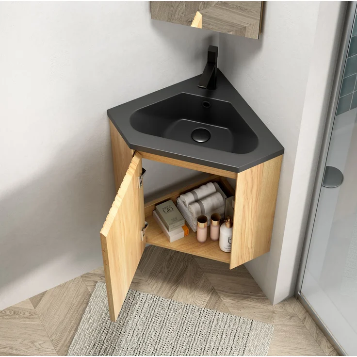Waschtisch 54,5×38,5×52,4 cm für Ecken mit Harzbecken und Unterschrank – Bild 5