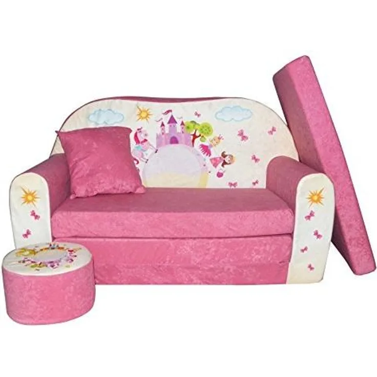 FORTISLINE 'Pink Castle' Kindersofa mit Hocker