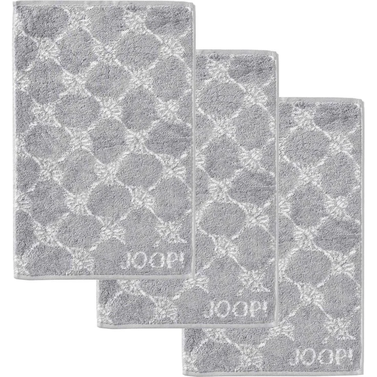 JOOP! Gästetuch Classic Frottierkollektion, 3er Pack - Walkfrottier Grau Cornflower 30x50cm – Bild 1