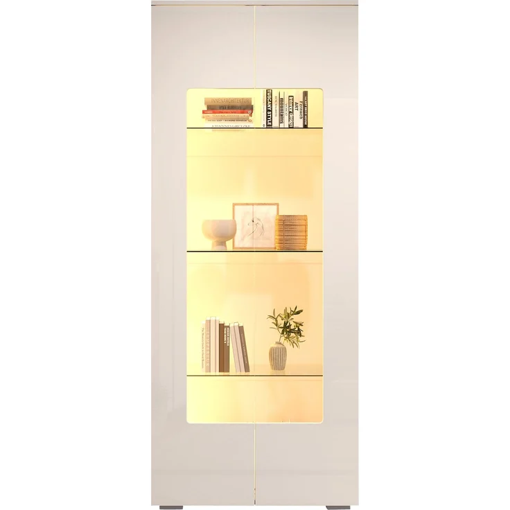 70*40*173cm Wohnzimmervitrine,Vitrine mit 2 Acryltüren,Hochglanzvitrine mit LED-Lichtleiste,Tragender Schrank aus gehärtetem Glas,Wohnzimmer breiter Schrank, Hochschrank,MDF, weiß--Weiß--70x40x173cm--YOUDENOVA – Bild 7