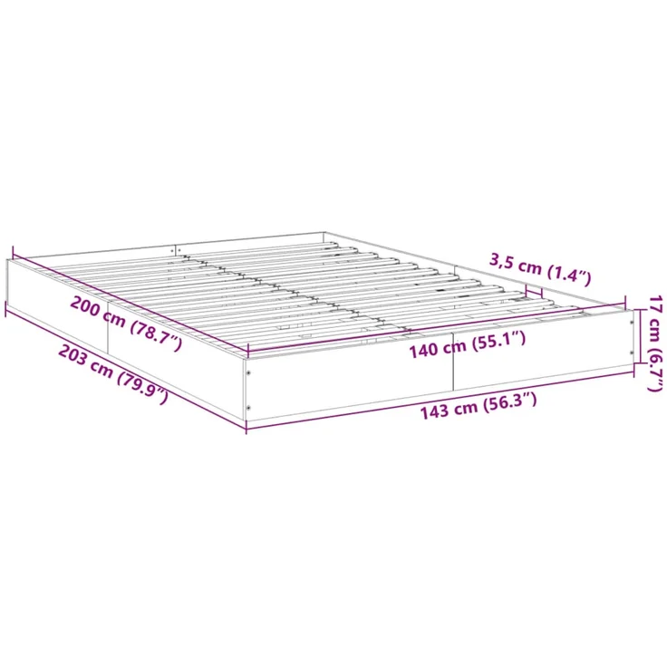 vidaXL Bettgestell ohne Matratze Räuchereiche 140x200 cm Holzwerkstoff 842025 – Bild 10