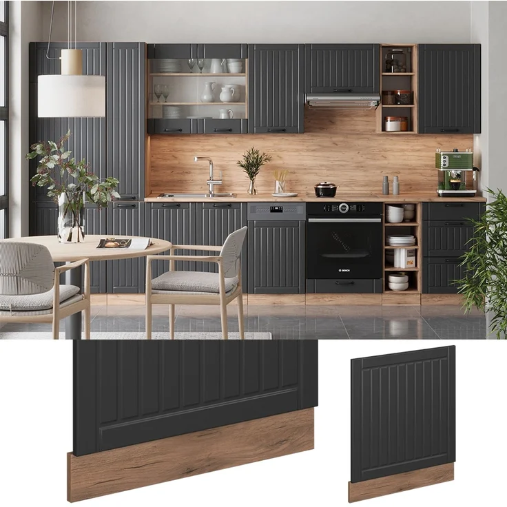 Frontblende Fame-Line Dunkelgrau/Goldkraft Eiche 60 cm, AP Marmor Vicco – Bild 3
