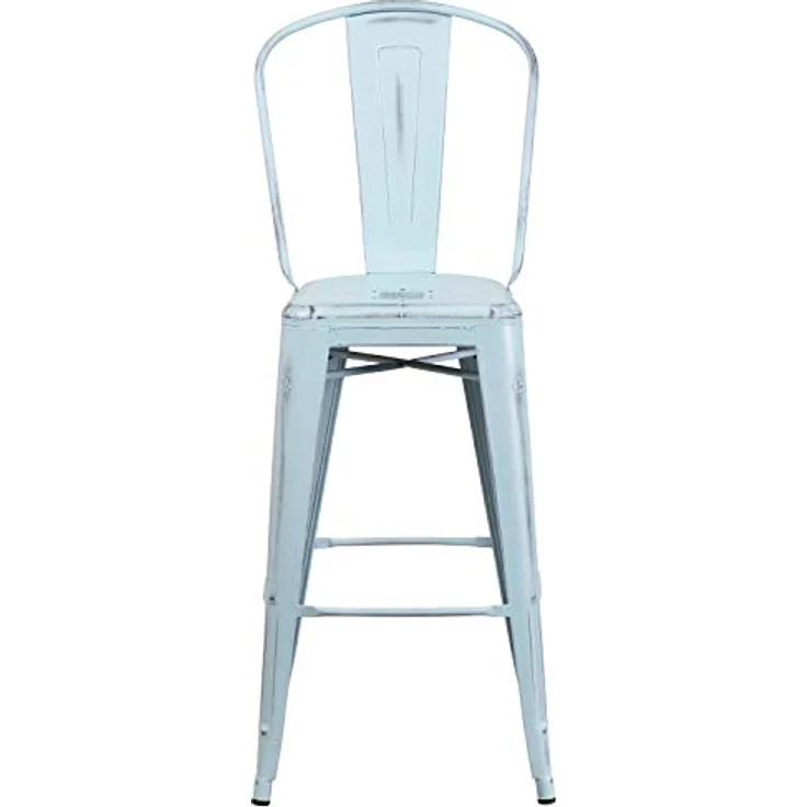 Flash Furniture Handelsübliche Qualität, 4 Stück, 76,2 cm hoch, Metall, für drinnen und draußen, Barhocker mit Rückenlehne, grün-blau, 4 Stück – Bild 6