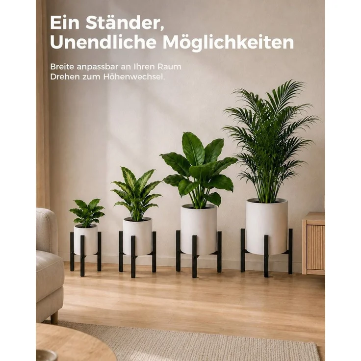Bamworld Blumenständer wasserfest & sonnenbeständig, Verstellbarer, Schwarz (1 St), Verstellbares Design mit 2 Höhenstufen – Bild 4