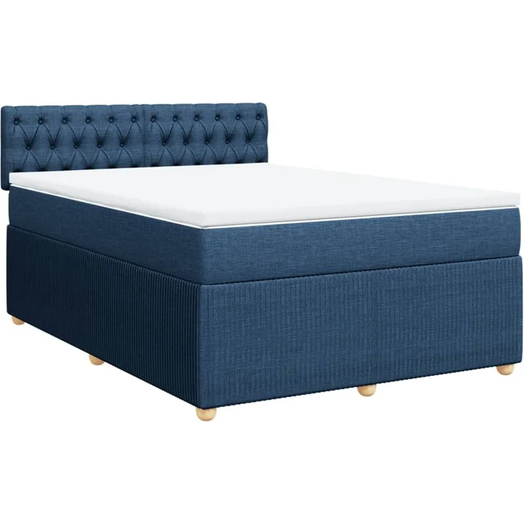 vidaXL Boxspringbett mit Matratze Blau 140x200 cm Stoff 3287492 – Bild 2