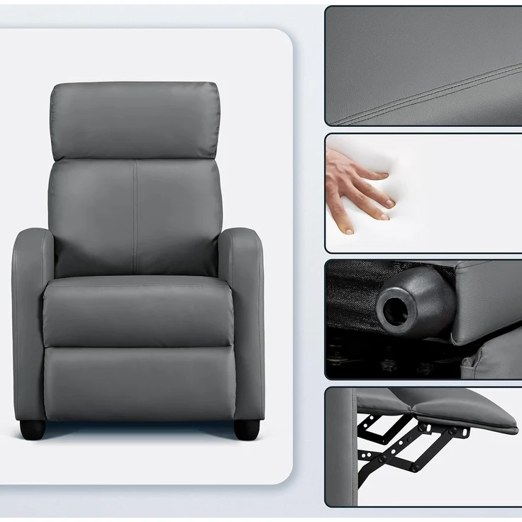 Yaheetech Relaxsessel Fernsehsessel Ruhesessel mit Liege-Funktion und Verstellbarer Beinablage Recliner Einzelsofa Kunstleder – Bild 8