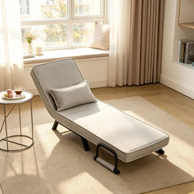 Klappstuhl mit Schlaffunktion 65 x 78 x 75 cm – 3-in-1 Schlafsessel mit verstellbarer Rückenlehne in Hellgrau