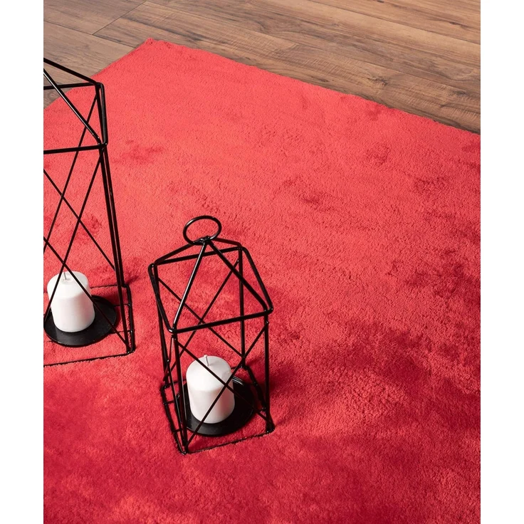 the carpet Relax kuscheliger Kurzflor Teppich, Anti-Rutsch Unterseite, Waschbar bis 30 Grad, Super Soft, Felloptik, Rot, 120x160 cm – Bild 2