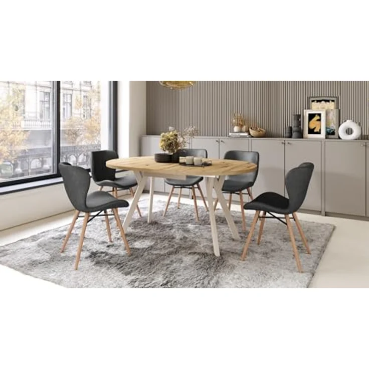 designimpex Esstisch Design Esstisch Aldo ausziehbar 90 cm bis 145 cm rund Esszimmer Tisch, Esstisch, Esszimmertisch, Tisch, Ausziehtisch, Küchentisch, Esszimmer – Bild 9