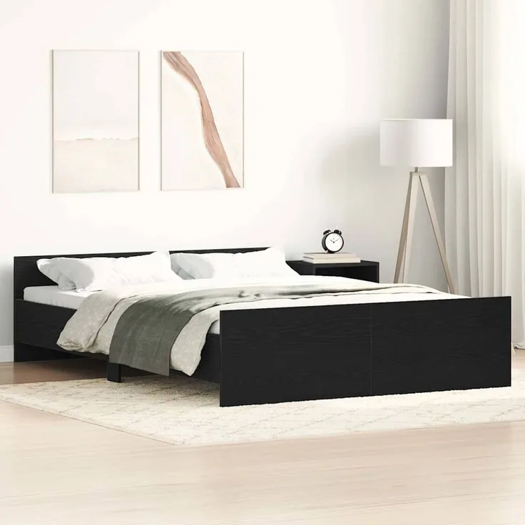 vidaXL Bettgestell ohne Matratze Schwarz Eichen-Optik 135x190 cm 3329325