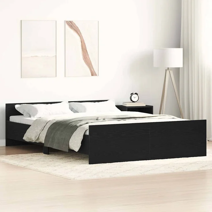 vidaXL Bettgestell ohne Matratze Schwarz Eichen-Optik 135x190 cm 3329325 – Bild 1