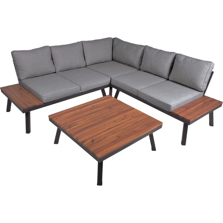 Moderne Garten Garnitur Lounge Set THERESA dunkelgrau