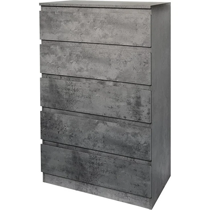 HTI-Living Kommode Kommode mit 5 grifflosen Schubladen Beton (Stück, 1 St, 1 Kommode), Anrichte Sideboard Schrank – Bild 3