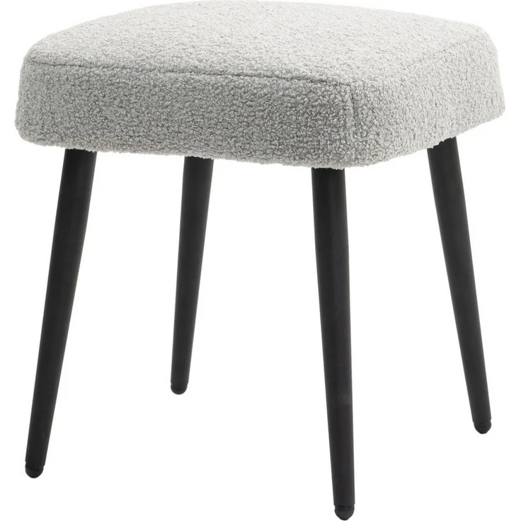 HOMCOM Fußhocker Schminkhocker Fußstütze mit Kaschmir-Optik (Hocker, 1 St, Sitzhocker), für Schlafzimmer, Stahlbeine, Hellgrau – Bild 1