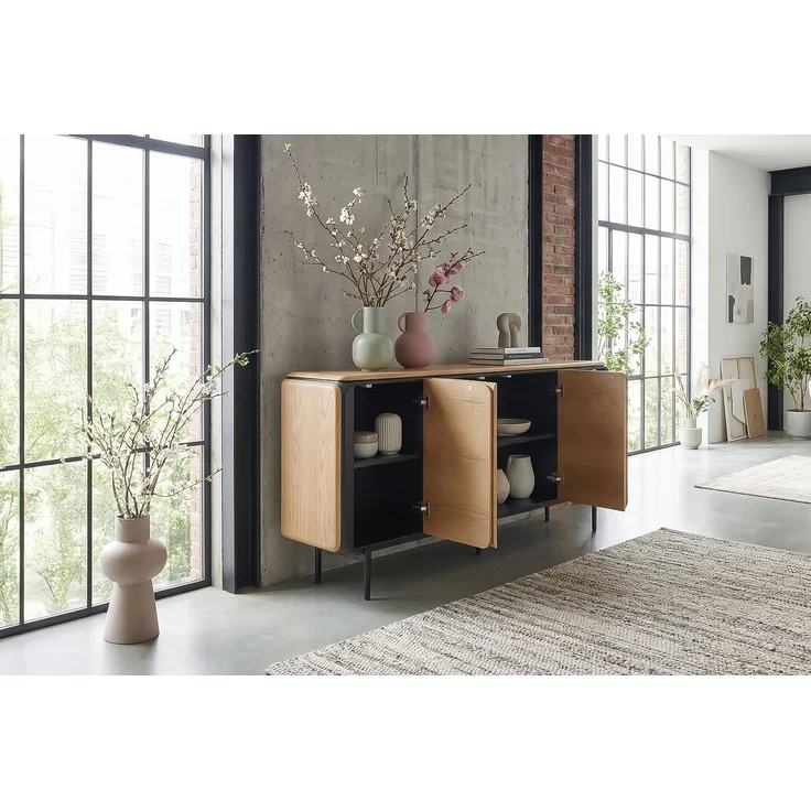 KAWOLA Sideboard AVRIL 4 Türen Eiche braun 87 x 40 x 181 cm – Bild 4