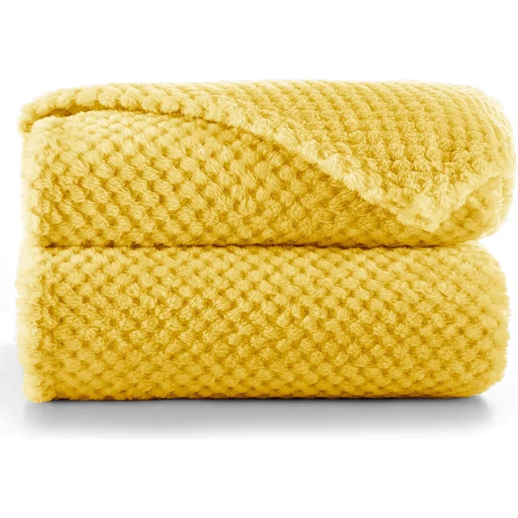 DecoKing Kuscheldecke 70x150 cm senfgelb Decke Microfaser Wohndecke Tagesdecke Fleece weich sanft kuschelig skandinavischer Stil gelb Henry – Bild 1