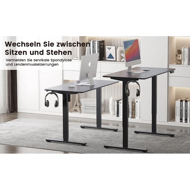 Botifly Elektrisch Höhenverstellbarer Schreibtisch 120x60 cm, Stehpult mit 3 Speicherfunktionen & Antikollisionsfunktion, 70-116cm Verstellbar, 80 kg Belastbar, Schwarz – Bild 9