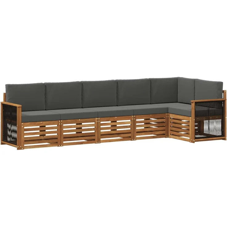 vidaXL Outdoor-Sofagarnitur 6 stk. 6-Sitzer Natur und Anthrazit 3384413 – Bild 2