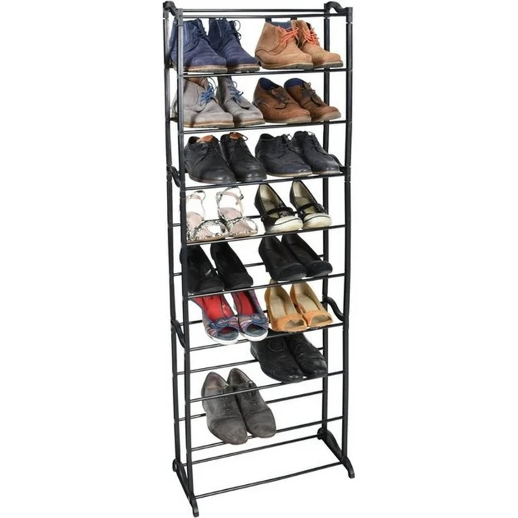 HAC24 Schuhregal Schuhablage Schuhschrank Steckregal Schuhständer Schwarz, 1-tlg, für bis zu 20 Paar Schuhe auf 10 Ebenen – Bild 3