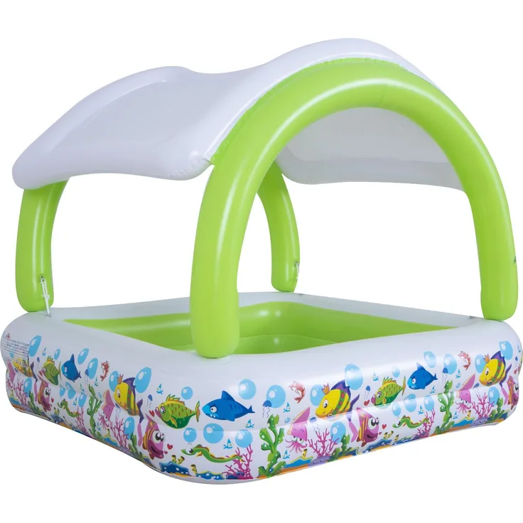 SunClub Planschbecken aufblasbarer Pool mit Sonnenschutzdach "Square" 143x143x123 cm
