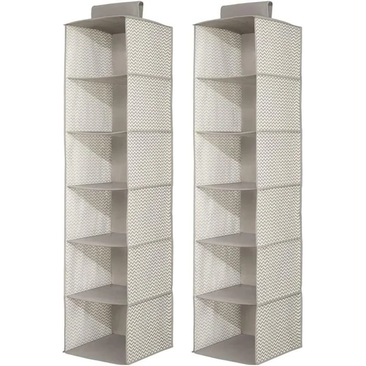 Hängender Stoffschrank Hängeaufbewahrung 2er Set mDesign 6 Böden Taupe / Natur – Bild 9