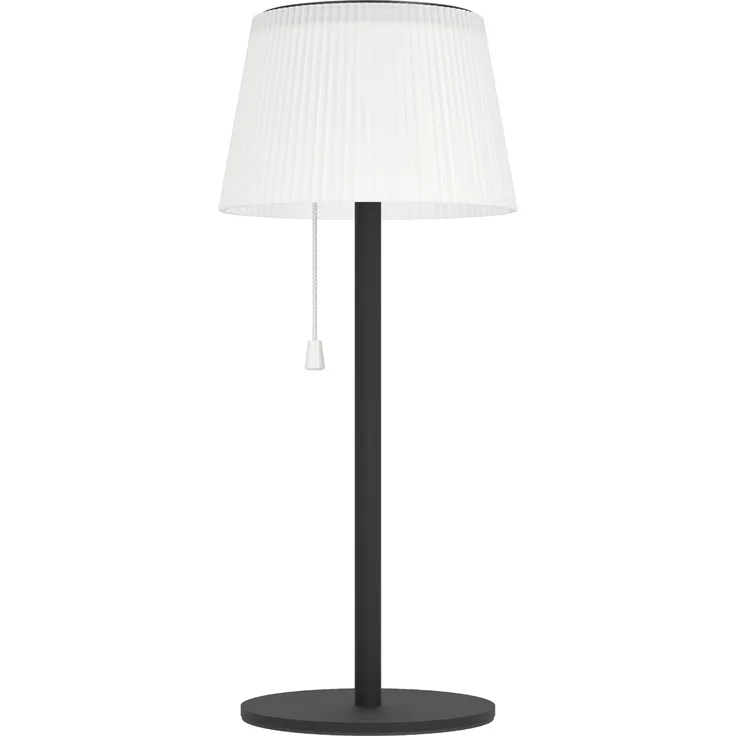 EGLO Solar Tischleuchte Scordiano, Outdoor Akku Tischlampe mit Zugschalter, kabellose Solarlampe für außen, Stahl in Schwarz, Kunststoff in Weiß, warmweiß - kaltweiß, IP44