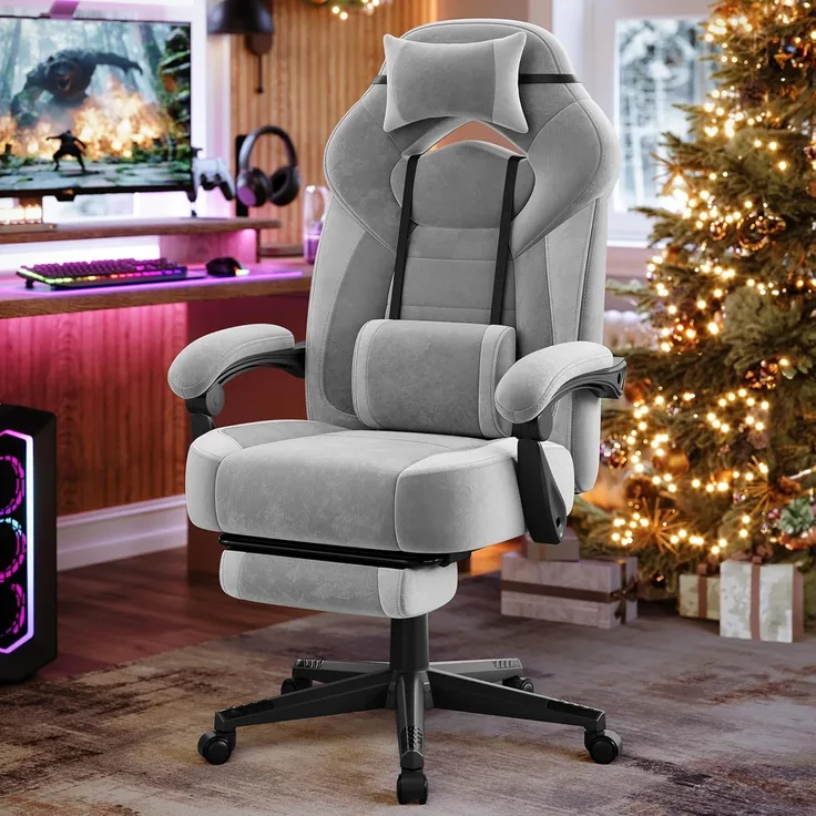 SONGMICS Gaming-Stuhl, Bürostuhl, Computerstuhl, ergonomisches Design, mit Fußstütze