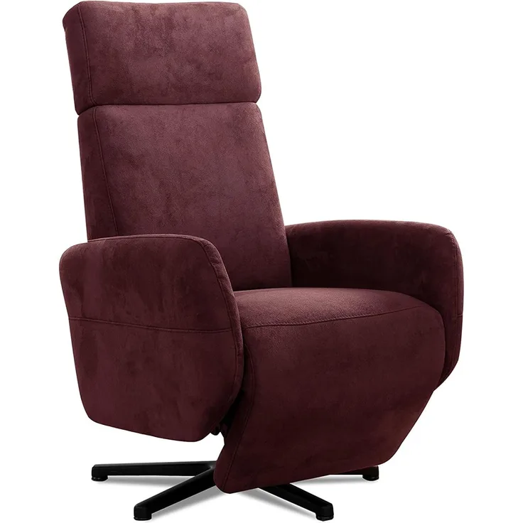 Cavadore TV-Sessel Cobra / Fernsehsessel mit Liegefunktion, Relaxfunktion / Stufenlos manuell verstellbar / Sternfuß, belastbar bis 130 kg / 71 x 110 x 82 / Lederoptik, Rot