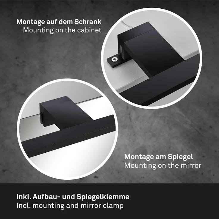 Briloner Leuchten - LED Spiegelleuchte, Spiegellampe IP44, Badleuchte, Badlampe 5 Watt, 500 Lumen, 4000 Kelvin, Schwarz, 300 x 103 x 36 mm (LxBxH) – Bild 3