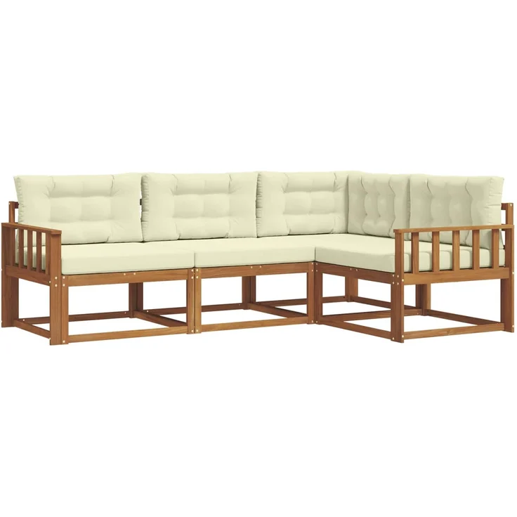 vidaXL Outdoor-Sofagarnitur 4 stk. 4-Sitzer Natur und Creme 3367503 – Bild 2