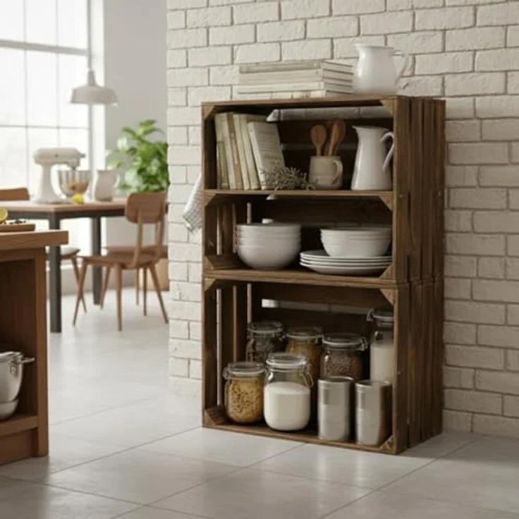 Holzkisten 2er Set dunkel 50 x 40 x 30cm Ablage Lang – Bild 8