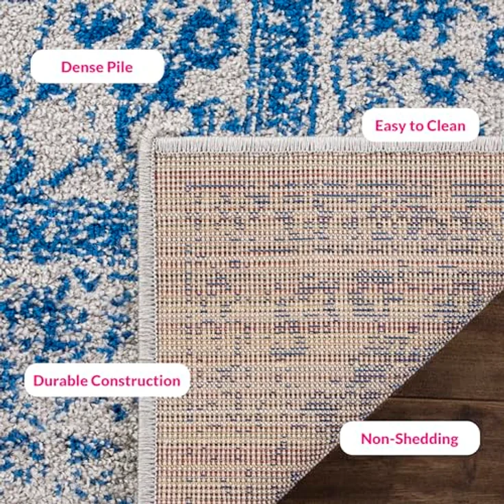 Safavieh Teppich 122x183 cm - Adirondack Collection - Transitional Design, Grau & Blau, Pflegeleichte Synthetikmischung, Ideal für Wohnzimmer, Schlafzimmer, Büro – Bild 5
