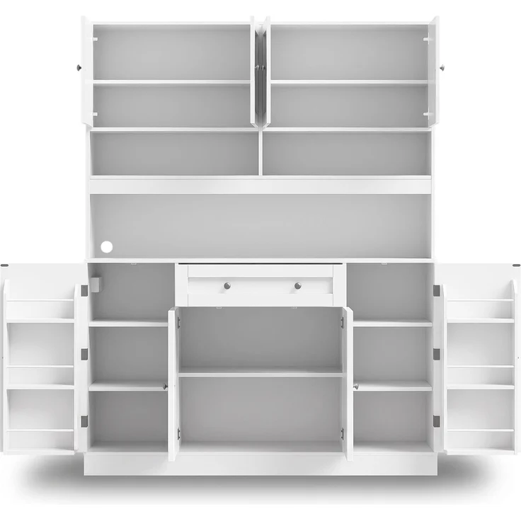 Küchenbuffet 140x40x185 cm, cremeweiß, mit Arbeitsplatte, Stromanschluss und verstellbaren Böden – Bild 6
