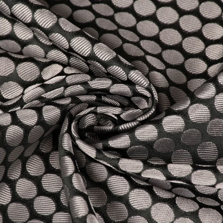 SCHÖNER LEBEN. Tischläufer SCHÖNER LEBEN. Tischläufer Jacquard Punkte schwarz silbergrau, handmade – Bild 4