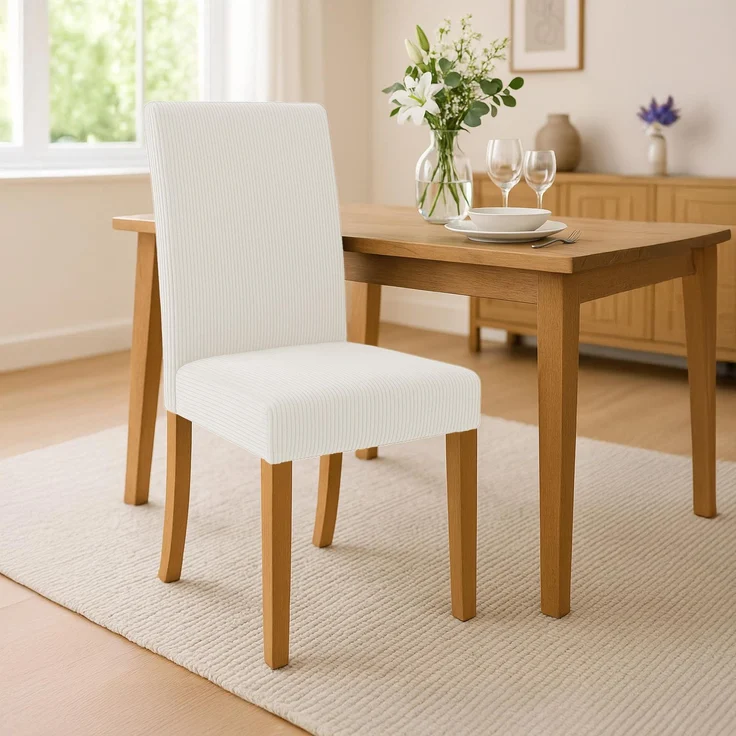 CLP Esszimmerstuhl Ina Cordbezug gepolstert mit Rückenlehne und Holzbeinen,creme antik-hell – Bild 3