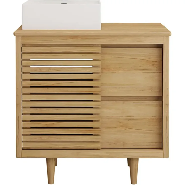 Vente-unique - TORAJA Waschbeckenmöbel Holz, Platte Beige - B 55 cm x H 80 cm x L 80 cm – Bild 2