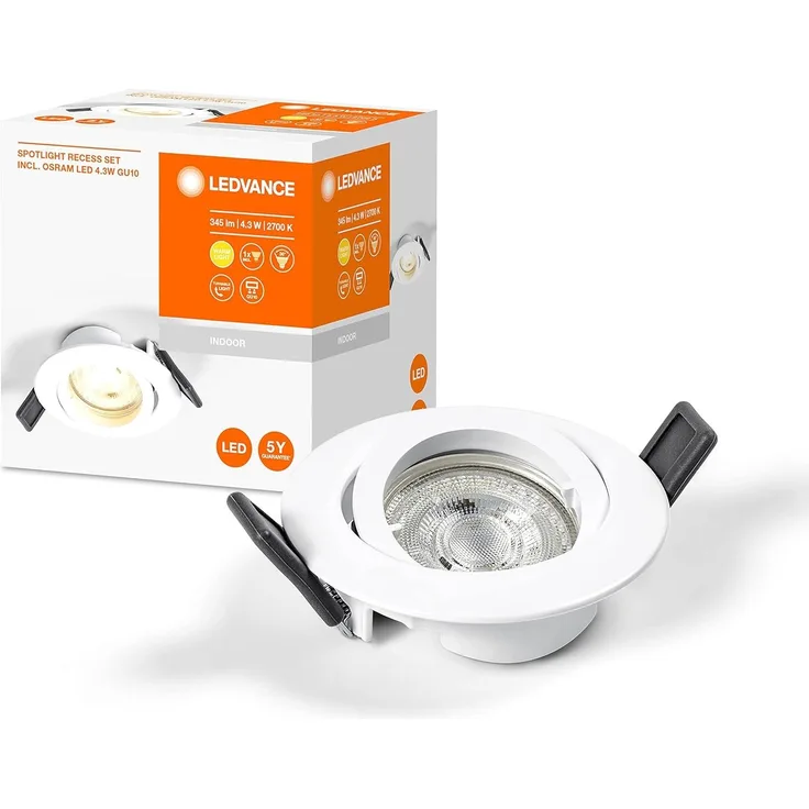 LEDVANCE RECESS DOWNLIGHT TWISTLOCK LED Spotlight für Decke weiß 4,3W / 2700K Warmweiß GU10