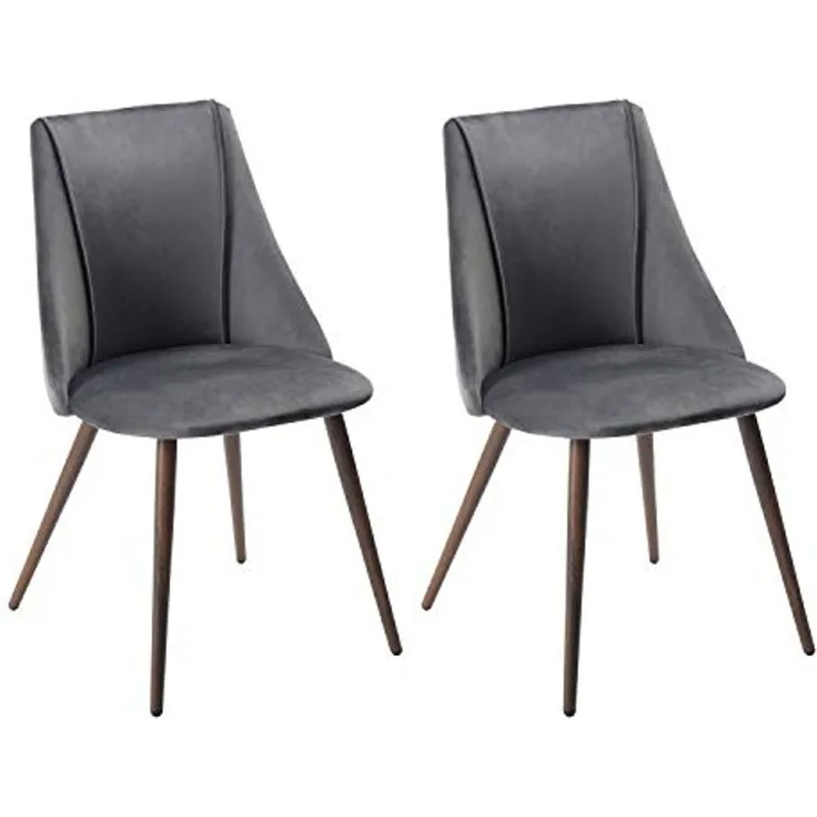 39F FURNITURE DREAM Set mit 2 Esszimmerstühlen Mid Century, große Stühle mit Akzenten aus weichem Samt Rückenlehne, Metallbeine für Küche, Wohnzimmer, Stoff, Grün, 52,5 x 49,5 x 83 cm
