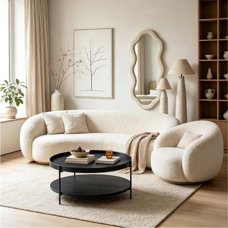 WILLIAMSPACE Couchtisch Meta Runder Couchtisch 2 Ebenen, MDF Echtholzfurnier & Echtholzrand – Bild 3