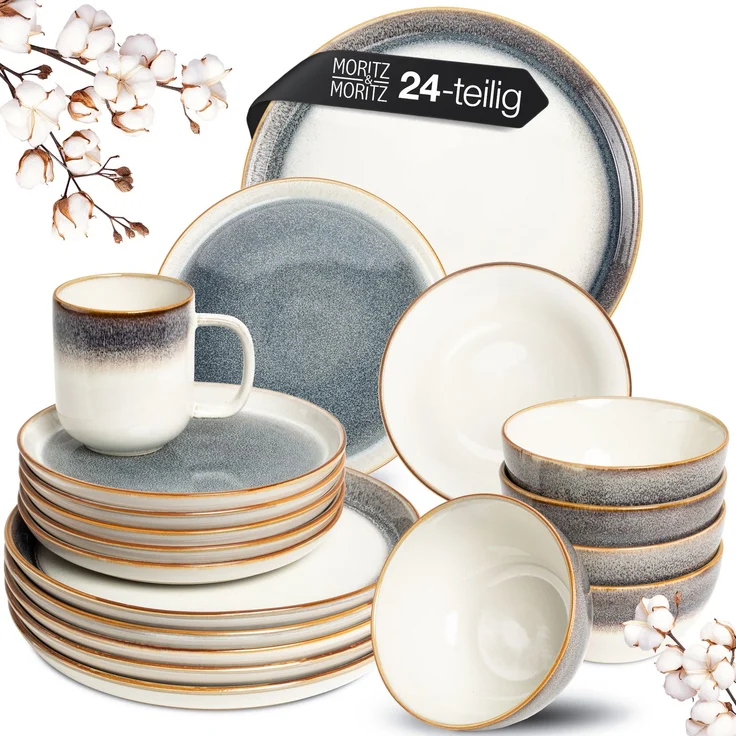 Moritz & Moritz TARENTO grau Geschirrset 24 tlg. – Bild 1