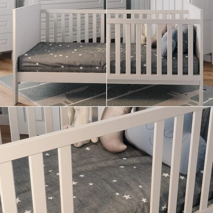 VitaliSpa Ajaton, Babybett mit Rausfallschutz und robustem Design, Weiß, 144,4 x 83 x 80,8 cm – Bild 5