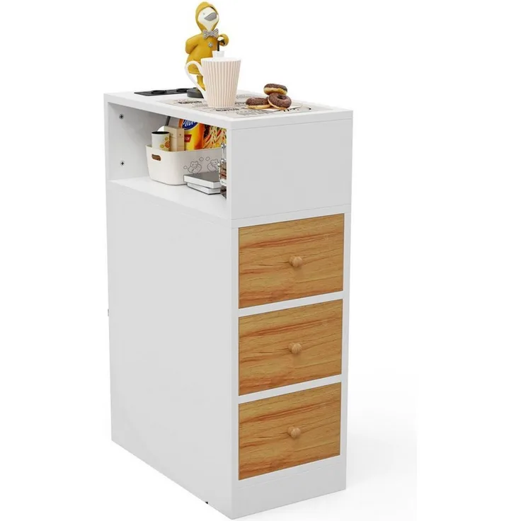 JEOBEST Nachttisch Nachttische mit 4 Etagen Stauraum, (1-St)Schmaler Beistelltisch,für Schlafzimmer,Wohnzimmer,Moderner Stil