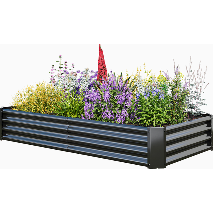 Homerecommend Hochbeet 180x90x30 cm, Gartenbett und Pflanzenkasten aus verzinktem Stahl, für Gemüse und Kräuter, Schwarz