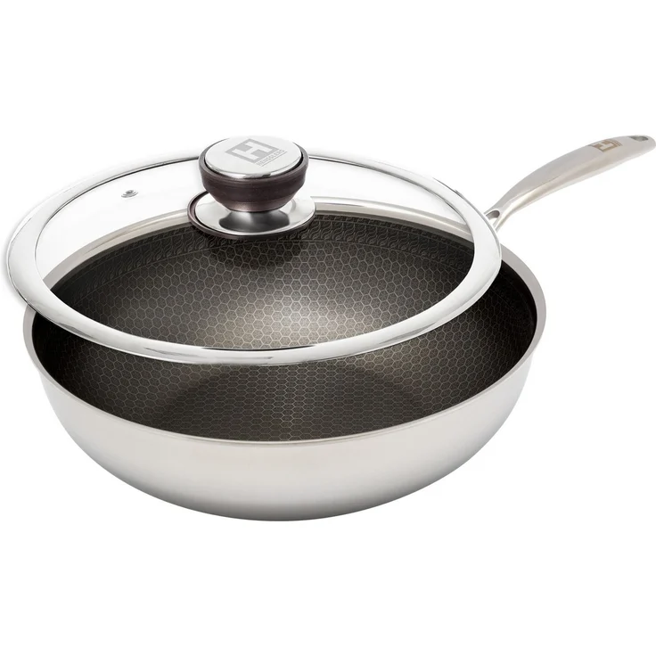 HENSSLERS Wok HENSSLERS Edelstahl Wok inkl. Glasdeckel, Ø 28 cm, Edelstahl (2-tlg), Wokpfanne für die asiatische Küche – Bild 5